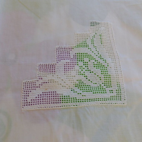 Handmade tablecloth new, square linen with lace