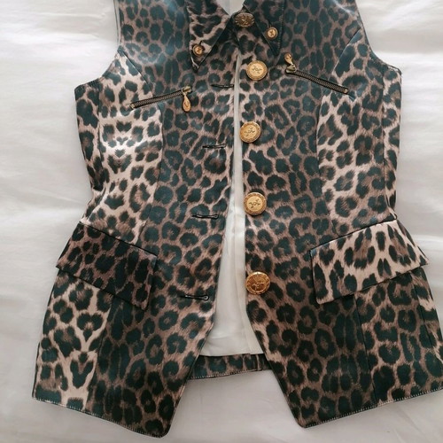 Leopard women's vest Vertigo like new with gold buttons