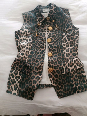 Leopard women's vest Vertigo like new with gold buttons