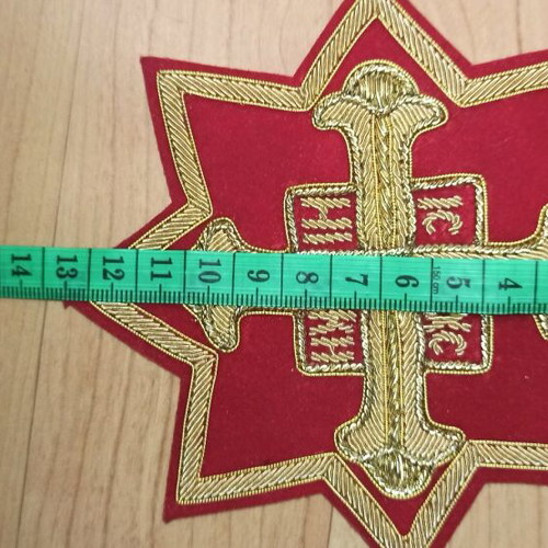 Set of 9 new ecclesiastical crosses with gold embroidery on red fabric