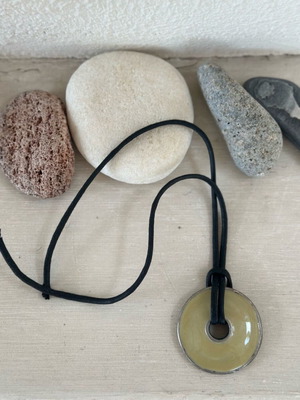 Attrativo necklace with leather strap like new, beige