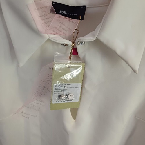 BSB Gold Label dress white new, size small, with collar and feather sleeves