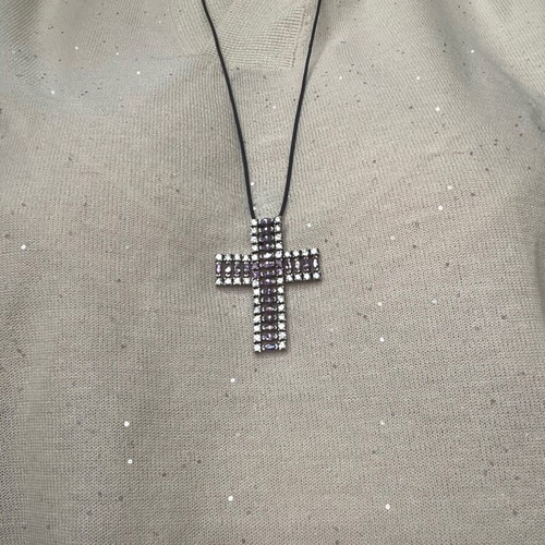 Silver 925 cross with zircon, like new, large
