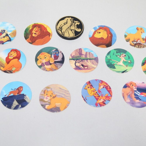 Panini Lion King Disney stickers used, set of 16 with rare Simba token
