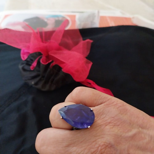 Ring with purple zircon, like new, silver color