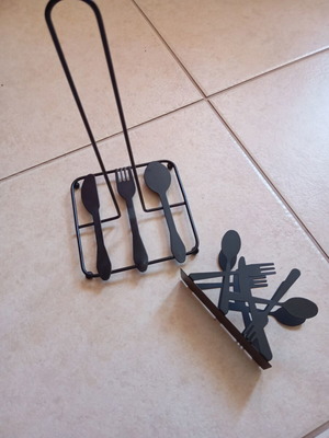 Kitchen accessories set with cutlery silhouettes, black metal