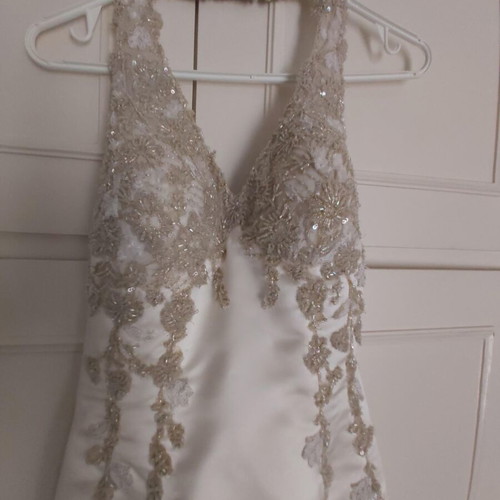 F-Prive wedding dress silk satin ecru like new, size small