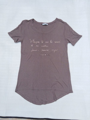 Zara Basic short-sleeve shirt taupe with subtle print like new