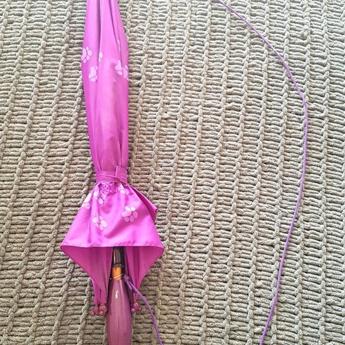 Large umbrella with cat paws print, purple