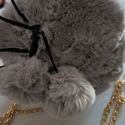 Fur crossbody bag new gray