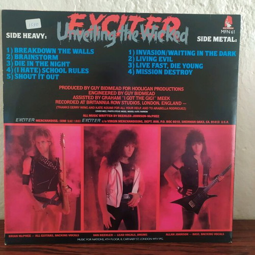 Exciter Unveiling The Wicked vinyl used, metal