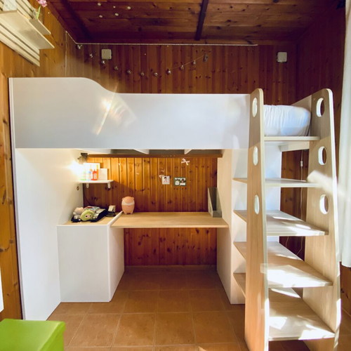 Multifunctional Loft Bed with Desk, Cabinets and Shelves like new