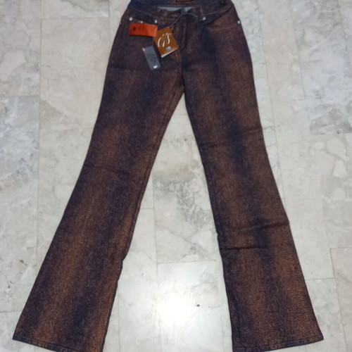 Peter Golding 078 Stretch Denim Flared Jeans like new, blue-gold