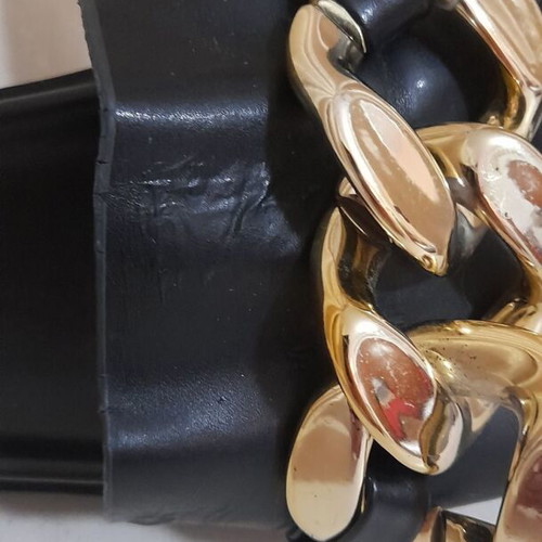 Slides flatform slippers size 36 used with decorative gold chain
