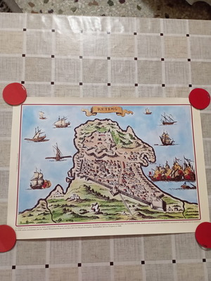 Decorative engraving of Rethymno with Venetian fortifications, new, 50x35 cm