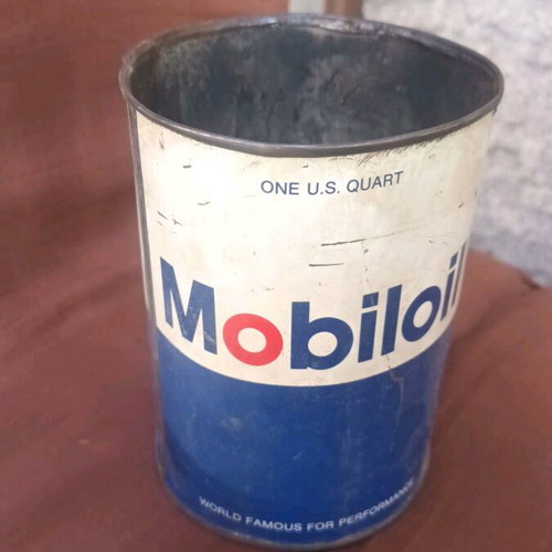Mobil collectible empty tin box 80s used