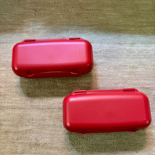 Tupperware egg holder set of 2 like new, red
