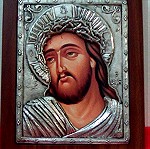  Βυζαντινή , με ασήμι εικόνα του Χριστού Silvero