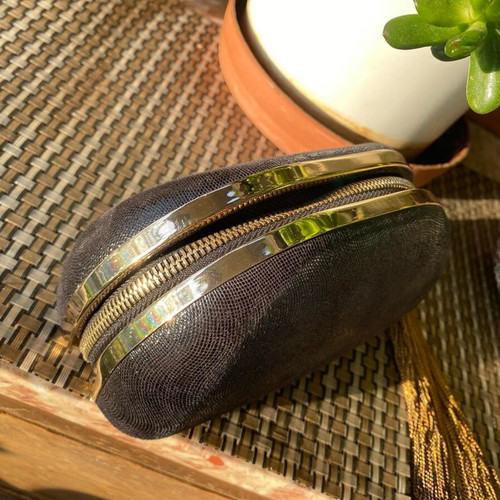 Handbag used, evening official, black with gold