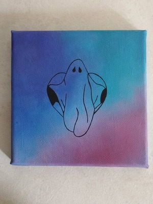 масло върху платно *Призракът на загубената ти любов, плаващ в宇宙а*