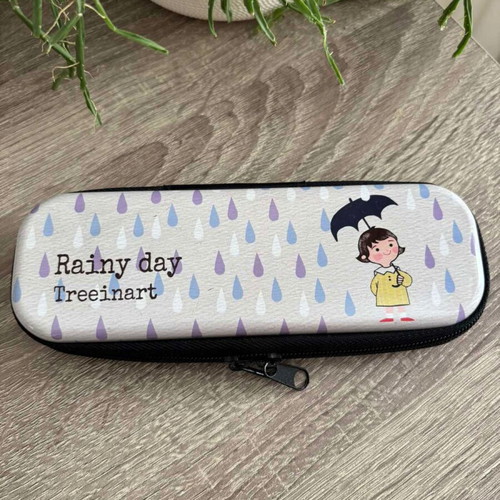 Metal glasses case new, gray and orange