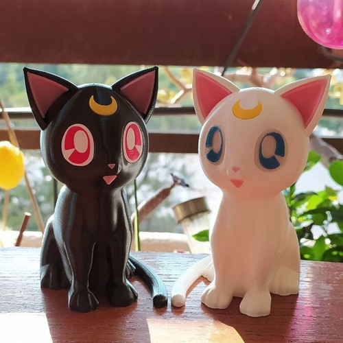 Sailor Moon Luna and Artemis Cats Set 3D Printed Figure 12 cm New