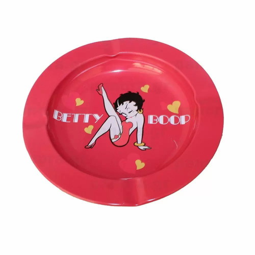 Metal ashtray red with design and 4 cigarette slots new
