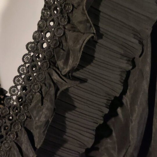 Black Jolio & Co top like new with ruffles and lace details, size S/M