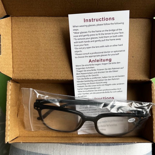Black glasses +3 new, unisex