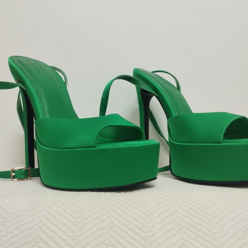 Asos satin platform sandals size 37 like new, green
