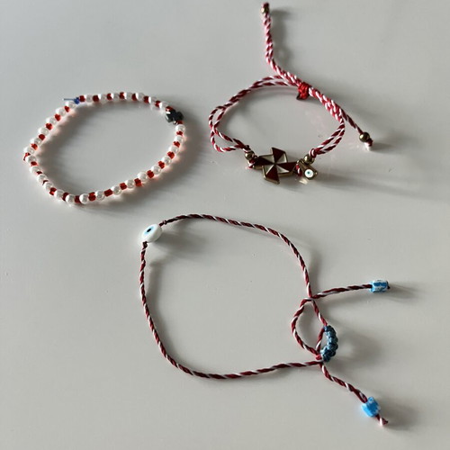 Set of 3 bracelets with evil eye and cross charm, like new