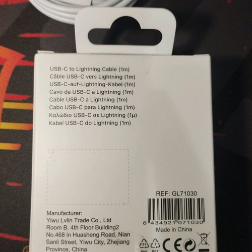 Type-C to Lightning cable 1 meter like new