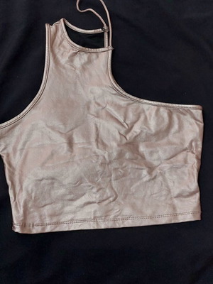 Rose Gold Metallic Crop Top με έναν ώμο Shein σαν καινούργιο