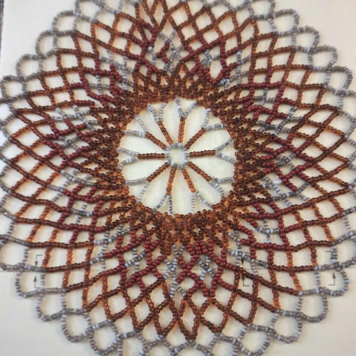 Handmade vintage doily like new with 12,000 beads
