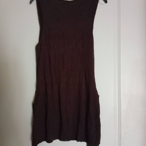 Vintage Y2K Vicky K Boho Top brown with embroidered coins and back tie, like new
