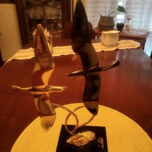 Vintage bronze sculpture "Seagulls in Flight" Mid-Century Modern, like new
