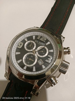 Elgin wristwatch used, silver, needs strap and battery