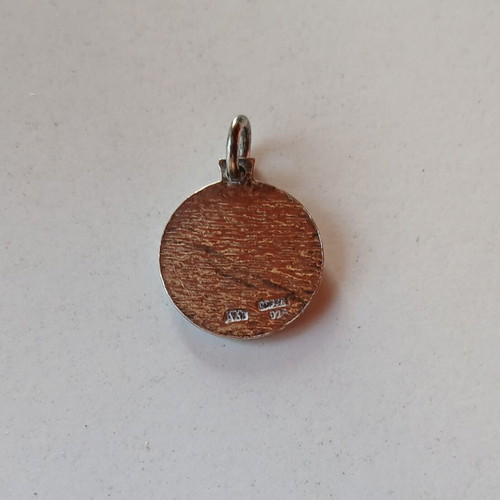 Silver Gemini zodiac pendant with enamel