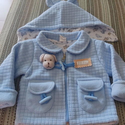 Baby jacket for 6 months, like new, blue with hood