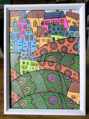 Hand-colored frame new, size 13×18, ideal for children's room
