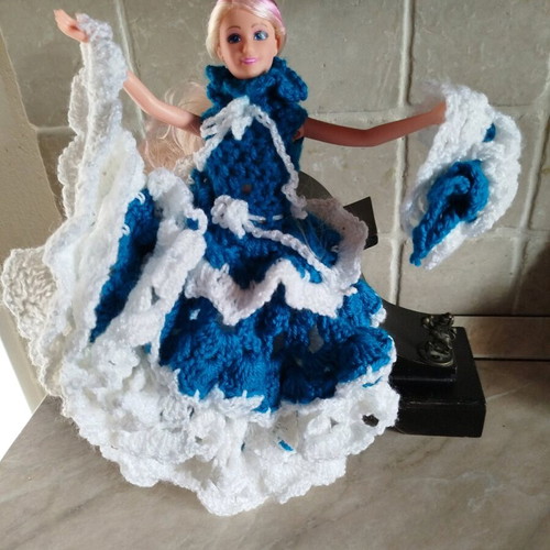 Doll with handmade dress and hat new