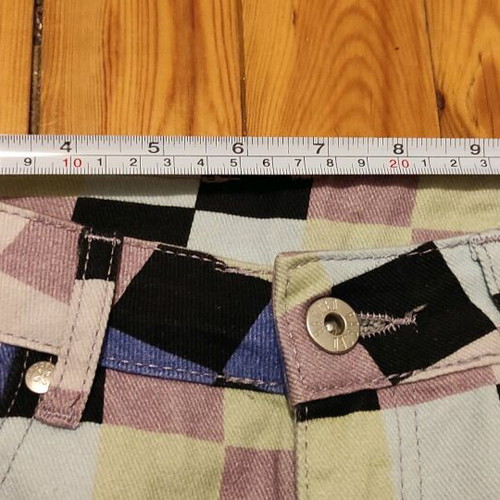 Motherboard Checkered Pixel Print Jeans Ragged Priest like new, multicolor