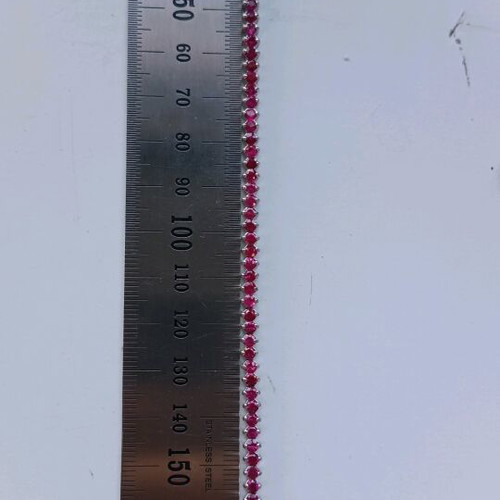 Women's bracelet used, handmade silver with red stones