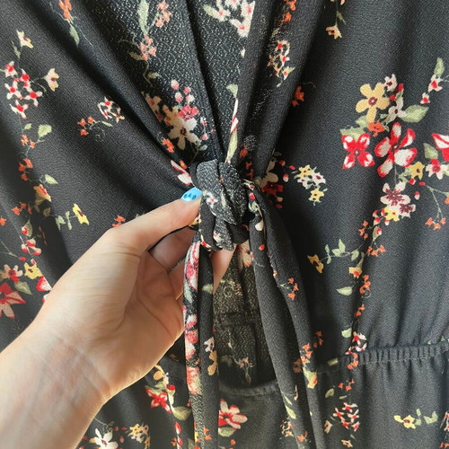 Set of two playsuits rompers like new, black floral and striped Bershka