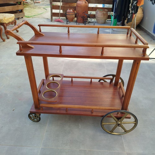 Bar trolley used, solid wood, dimensions 75x84