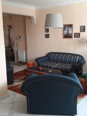 Σαλόνι μπλε σαν καινούργιο, διθέσιος καναπές και 2 πολυθρόνες