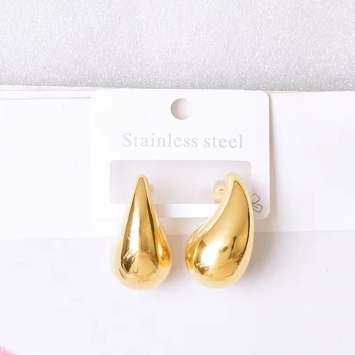 Stainless steel thick teardrop earrings new, gold and silver