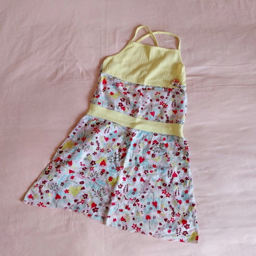 Cotton girls dress 11-12 years like new, colorful with floral and heart patterns