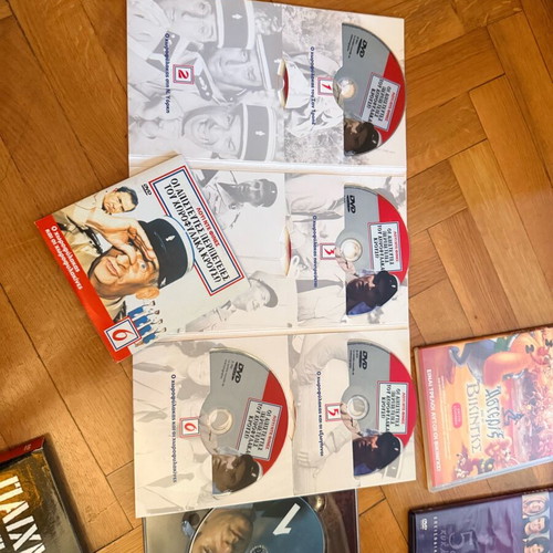 Mixed DVD collection used with series, documentaries, Greek editions