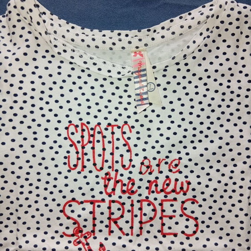 Mayoral short-sleeve children's blouse white with dark polka dots and ruffles size 7y/122cm like new